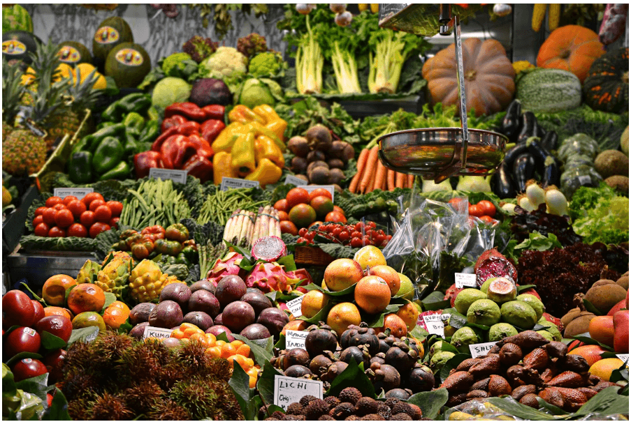 Vibrant African market with fresh produce